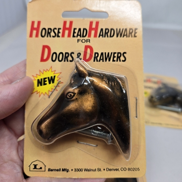 Vintage Brass Horse Head Hardware Drawers Pull Barn Rustic Fun Decorative - Picture 2 of 7